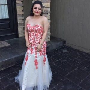 Cream floral prom dress